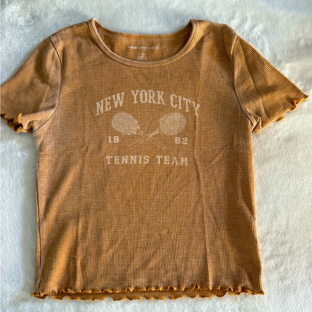 American Eagle Outfitters Brown Ribbed Tee